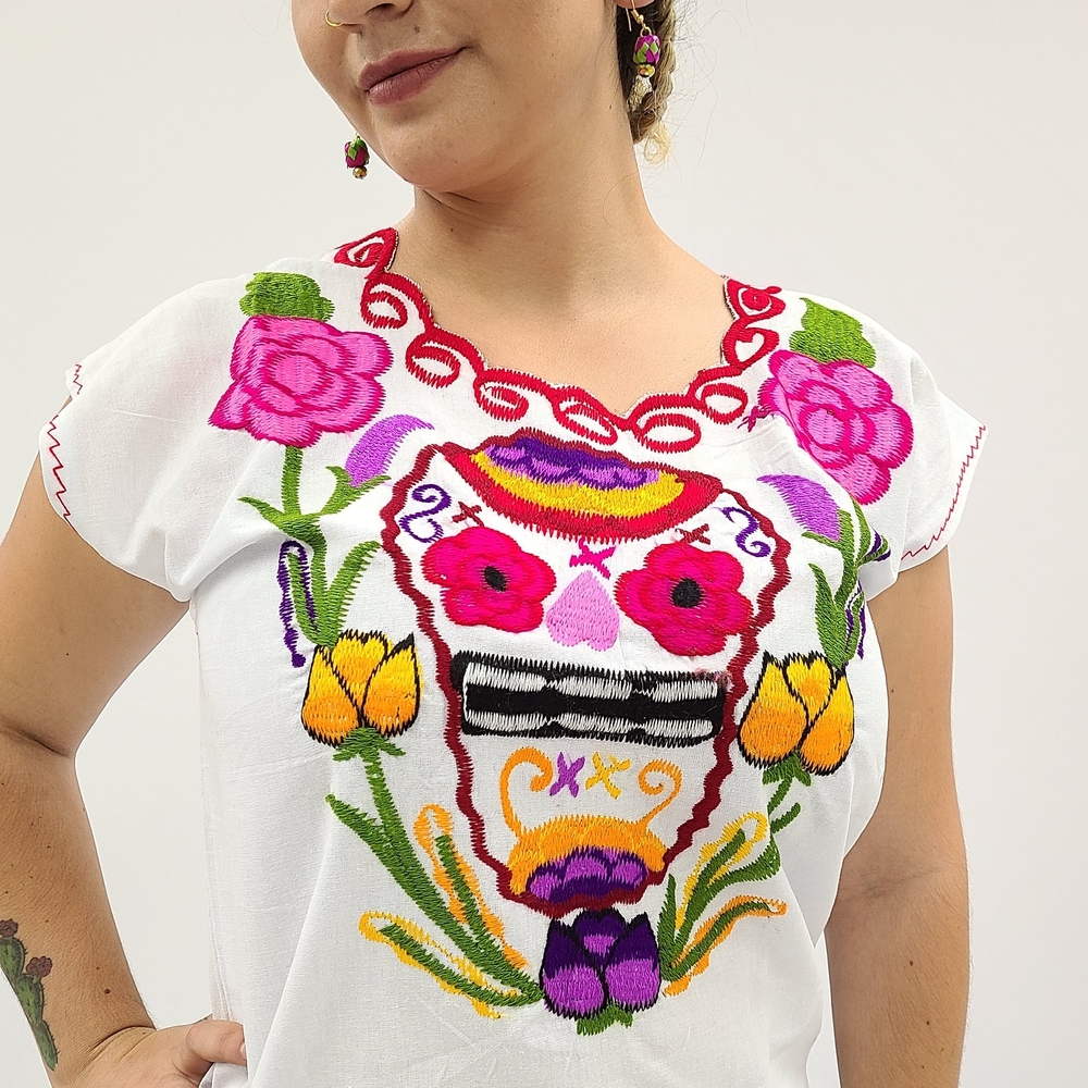 Embroidered Floral White Top